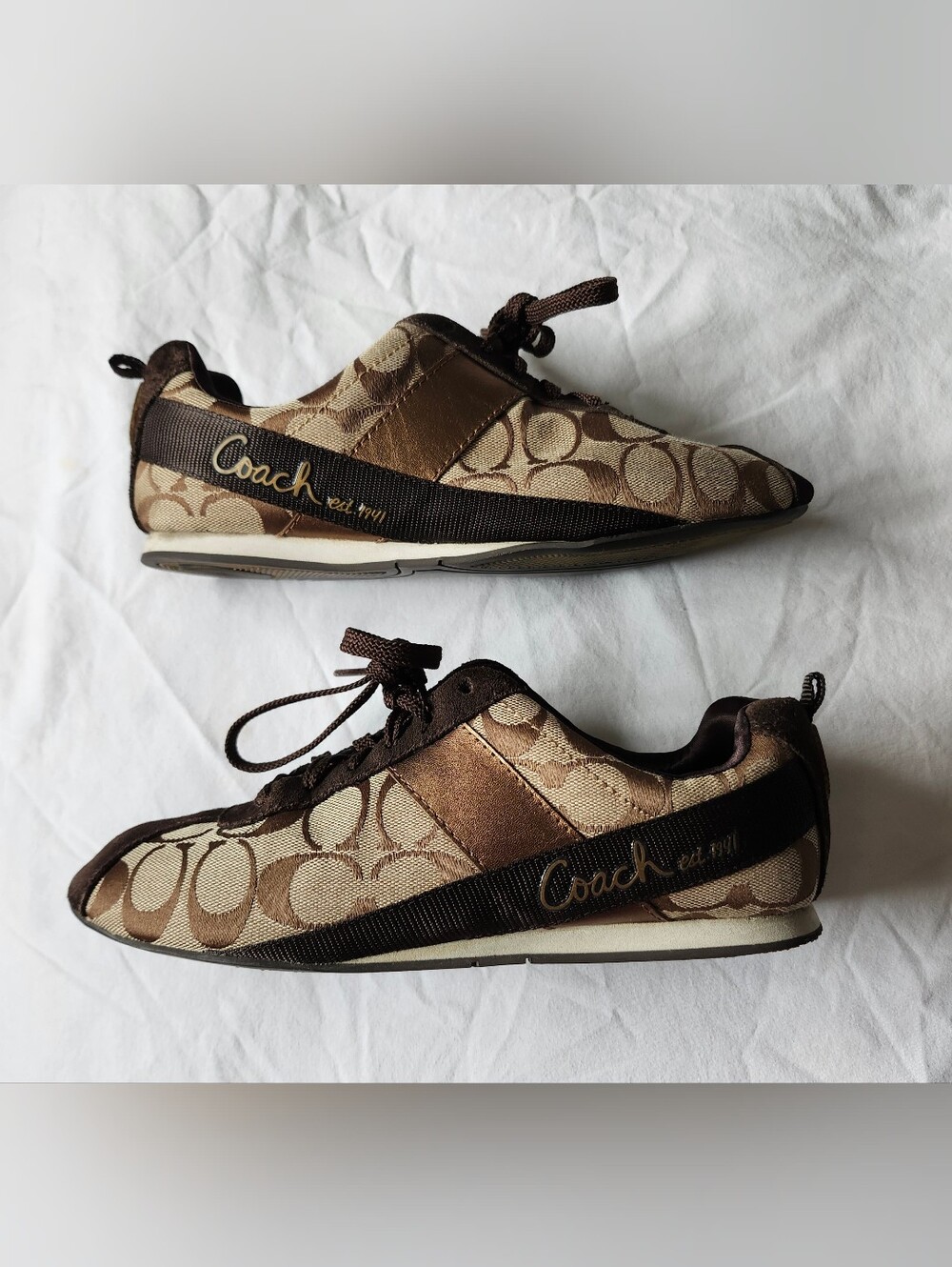 Y2K Coach Hadley Brown Signature Monogram Sneakerinas
